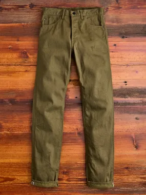 246-OLOL "Low Tension Olive" 12oz Selvedge Denim - Clean Straight Fit