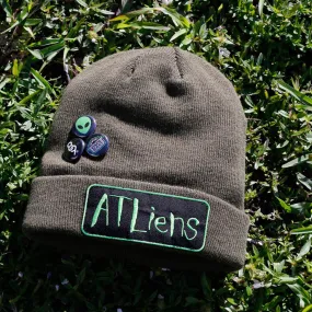 Atliens Custom Hip Hop Patch Beanie with Pins Army