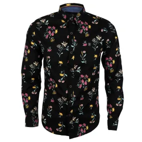 Baijeli Black And Floral Prints Long Sleeve Shirt