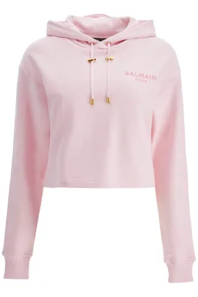 BALMAIN cropped hoodie with hood.