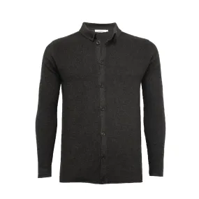 Black Pique Stitch Cashmere Knitted Shirt Titan