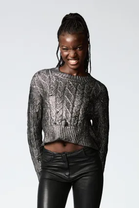 CROP ROUNDNECK PULLOVER WITH BRAIDS