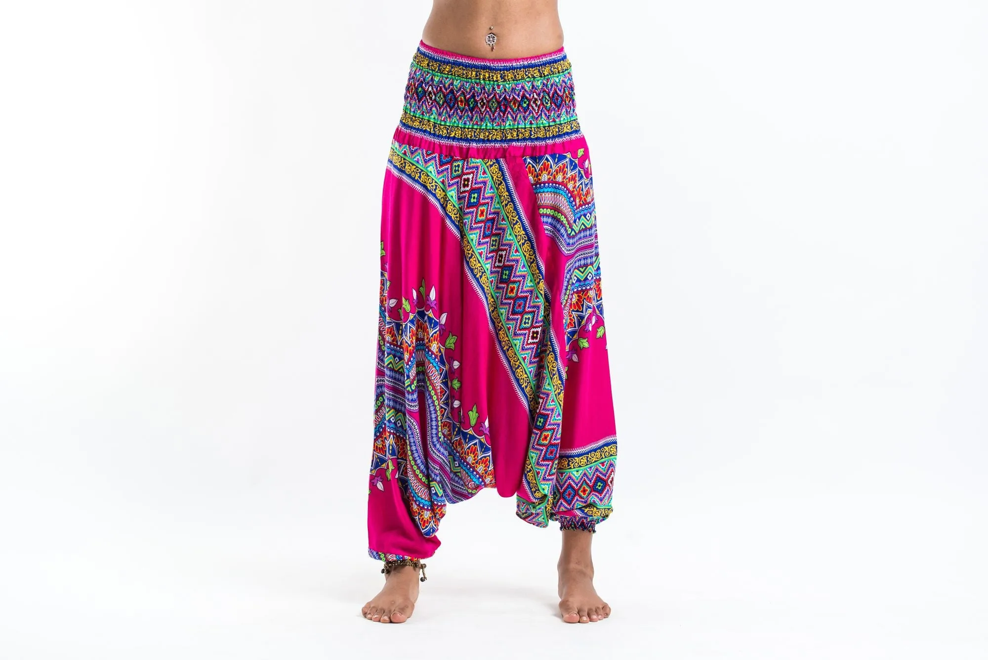 Dashiki Prints 2-in-1 Jumpsuit Harem Pants in Pink