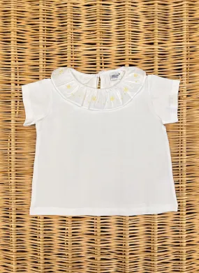 Embroidered ruffle collar Girly T-shirt