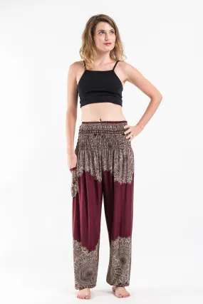 Floral Mandalas Women's Harem Pants in Maroon