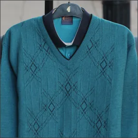 Gabicci M10 Teal Patterned  V Neck/