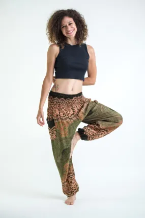 Geometric Mandalas Women's Harem Pants in Olive