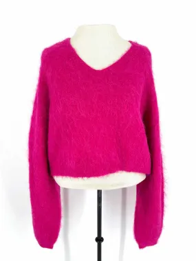 Gestuz Size XS Hot Pink Cropped Wool Blend NEW Designer Sweater