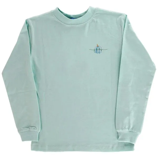 Girls Long Sleeve Logo Tee- Blue Pumpkins on Seaglass