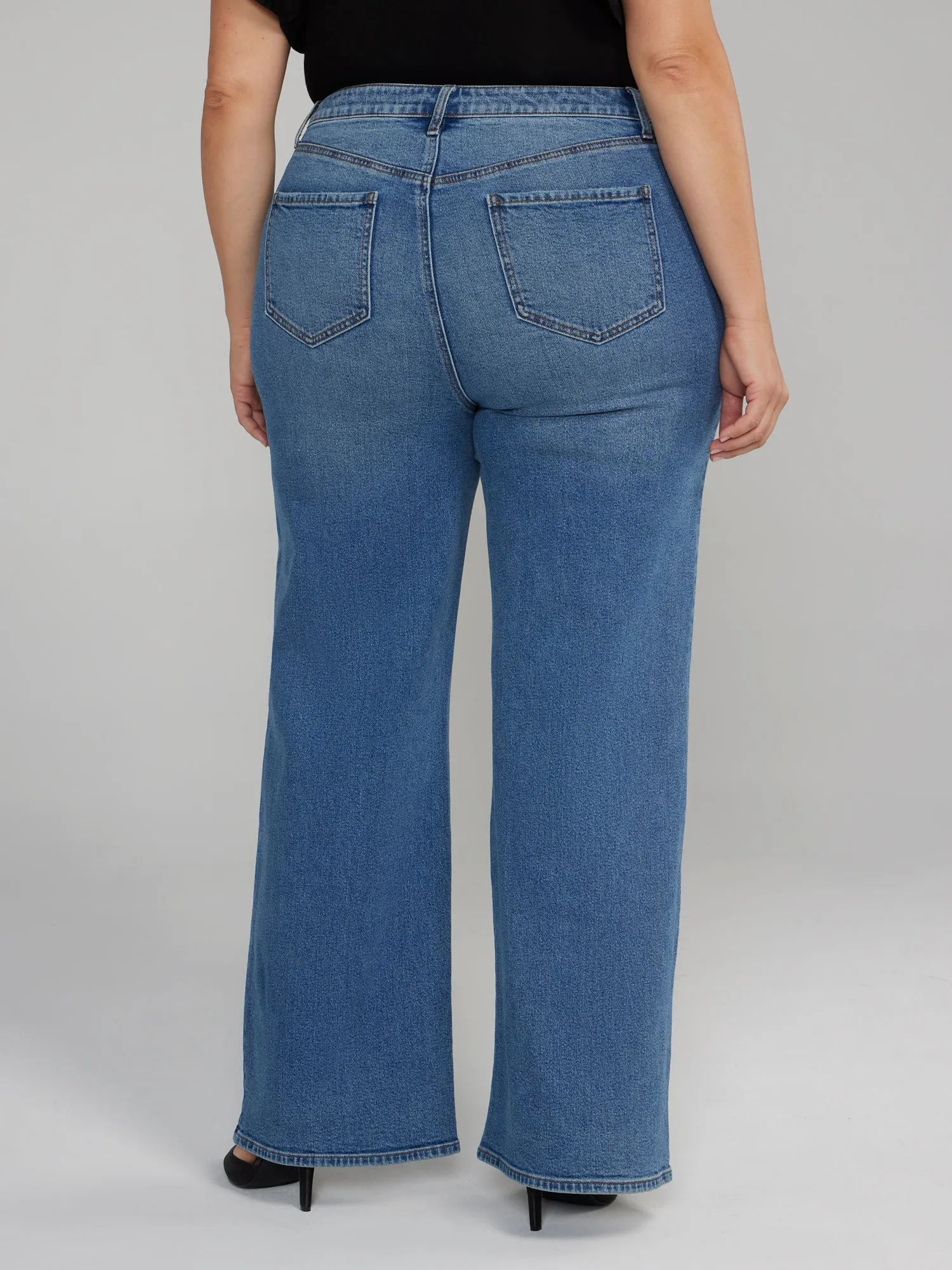 High Rise Wide Leg Button Fly Jeans