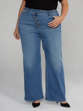 High Rise Wide Leg Button Fly Jeans