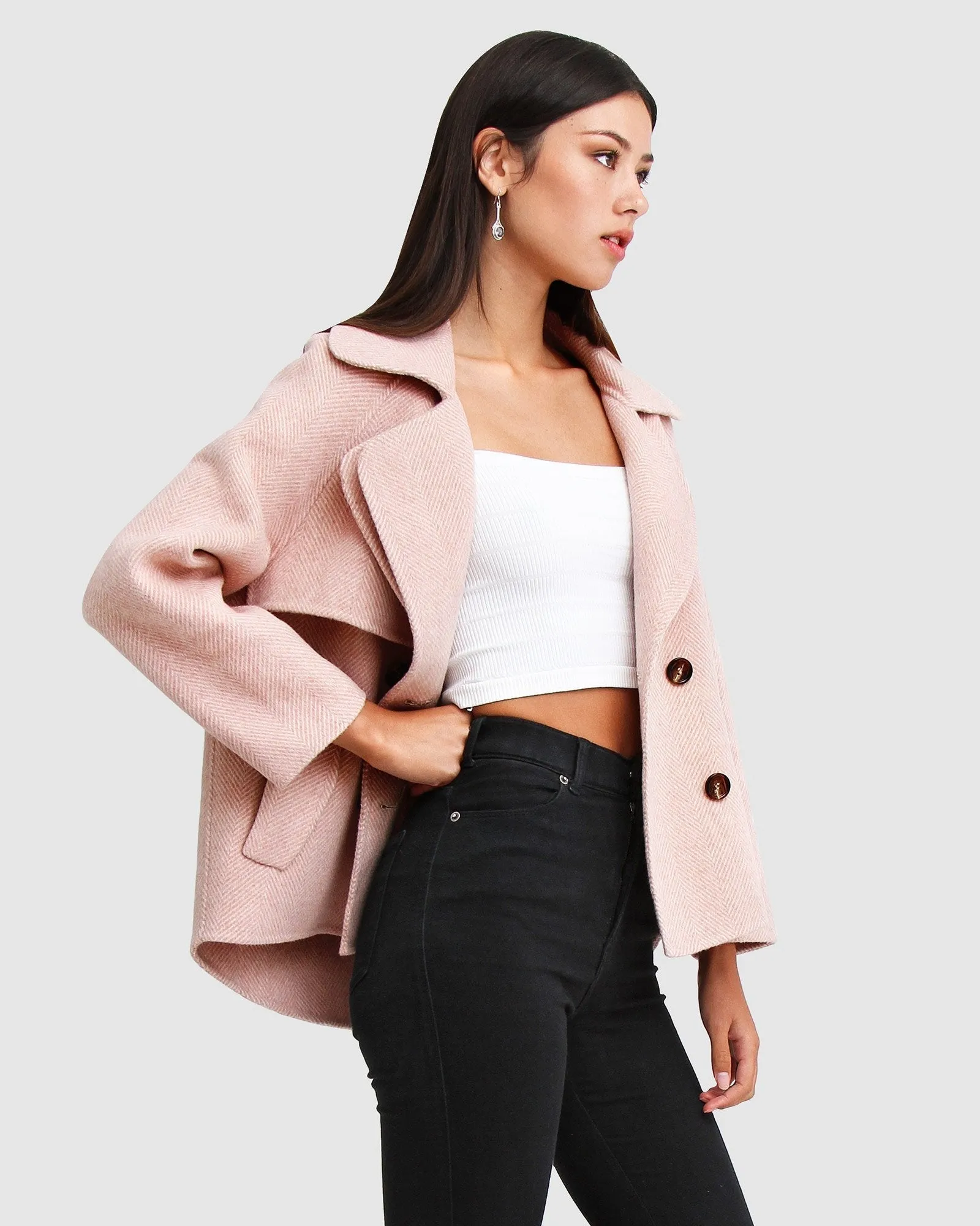 I'm Yours Wool Blend Peacoat - Blush