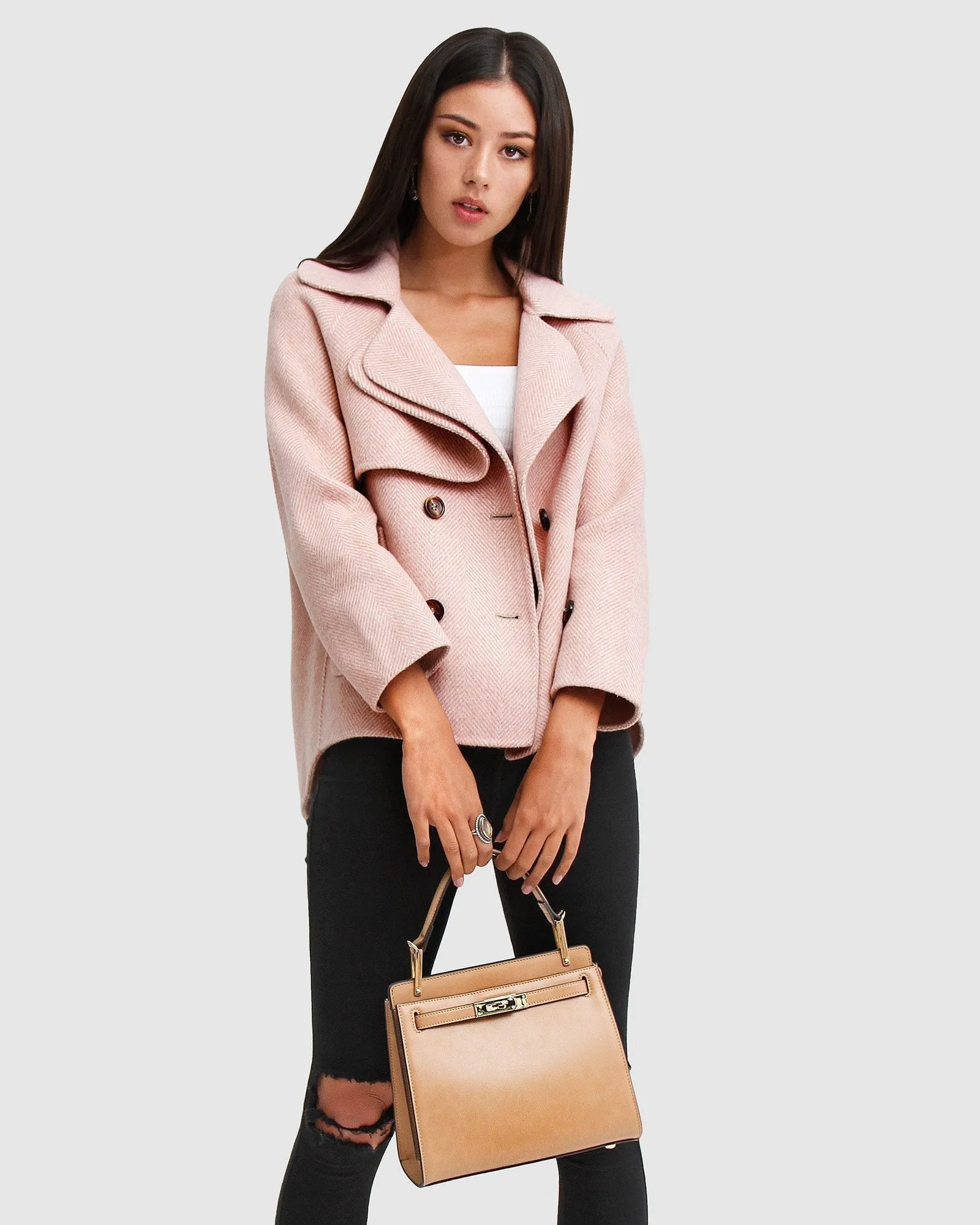 I'm Yours Wool Blend Peacoat - Blush