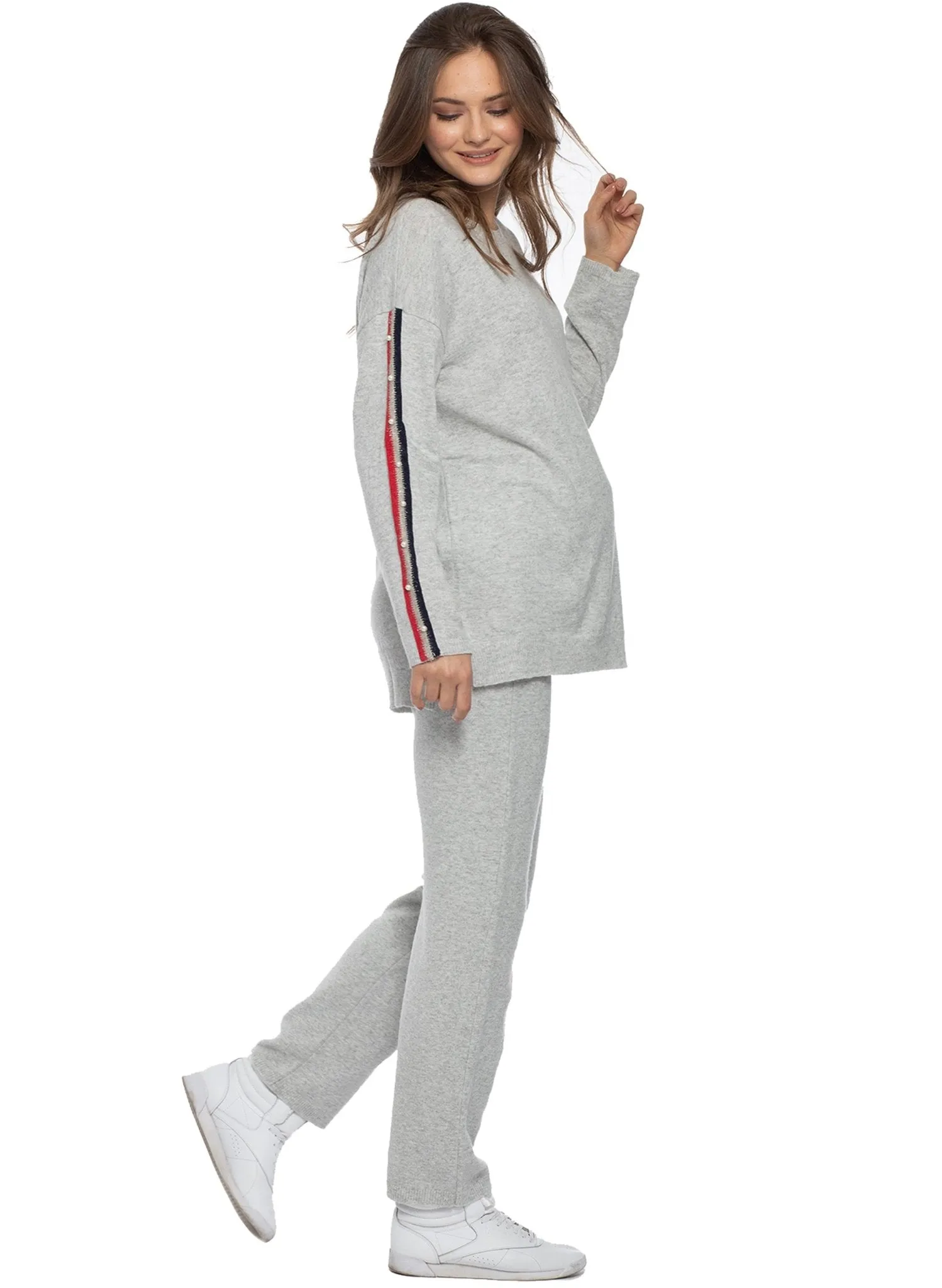 Megeve Maternity Tracksuit (2 Piece Set) - Pearl Grey