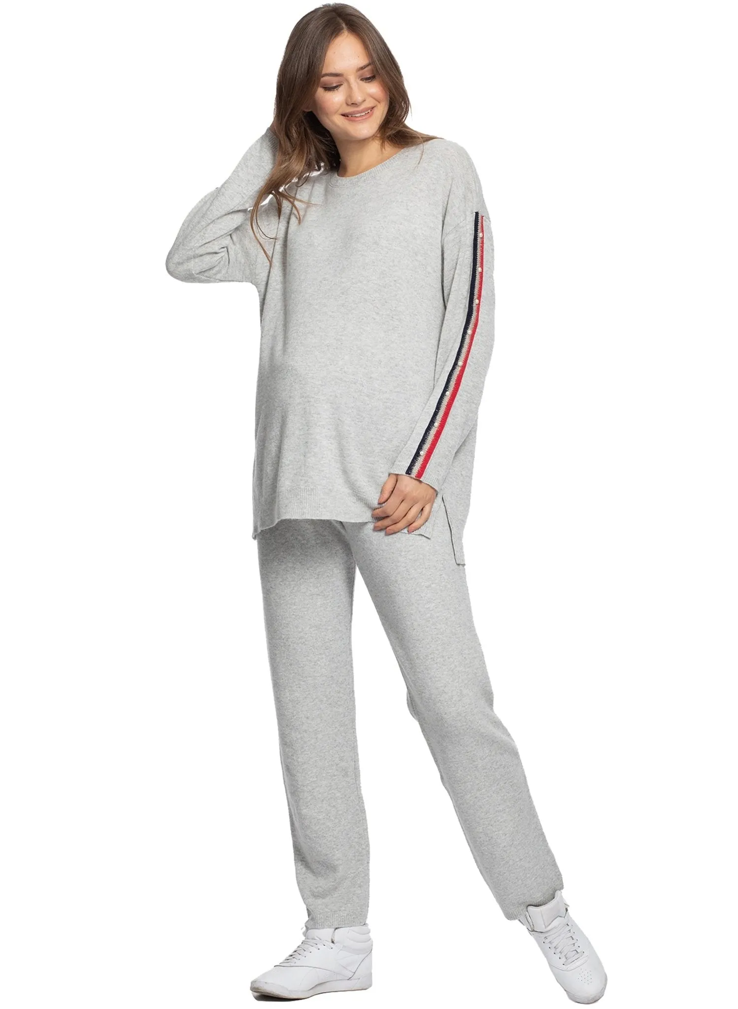 Megeve Maternity Tracksuit (2 Piece Set) - Pearl Grey