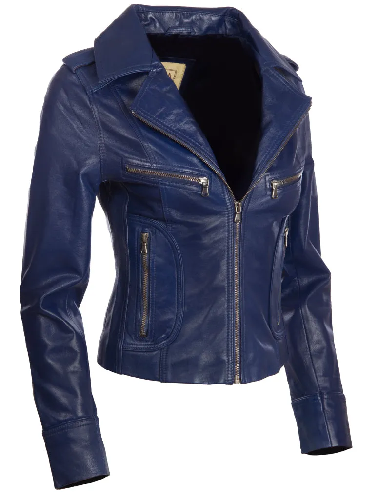 N8UL Women's Biker Jacket - Navy Blue