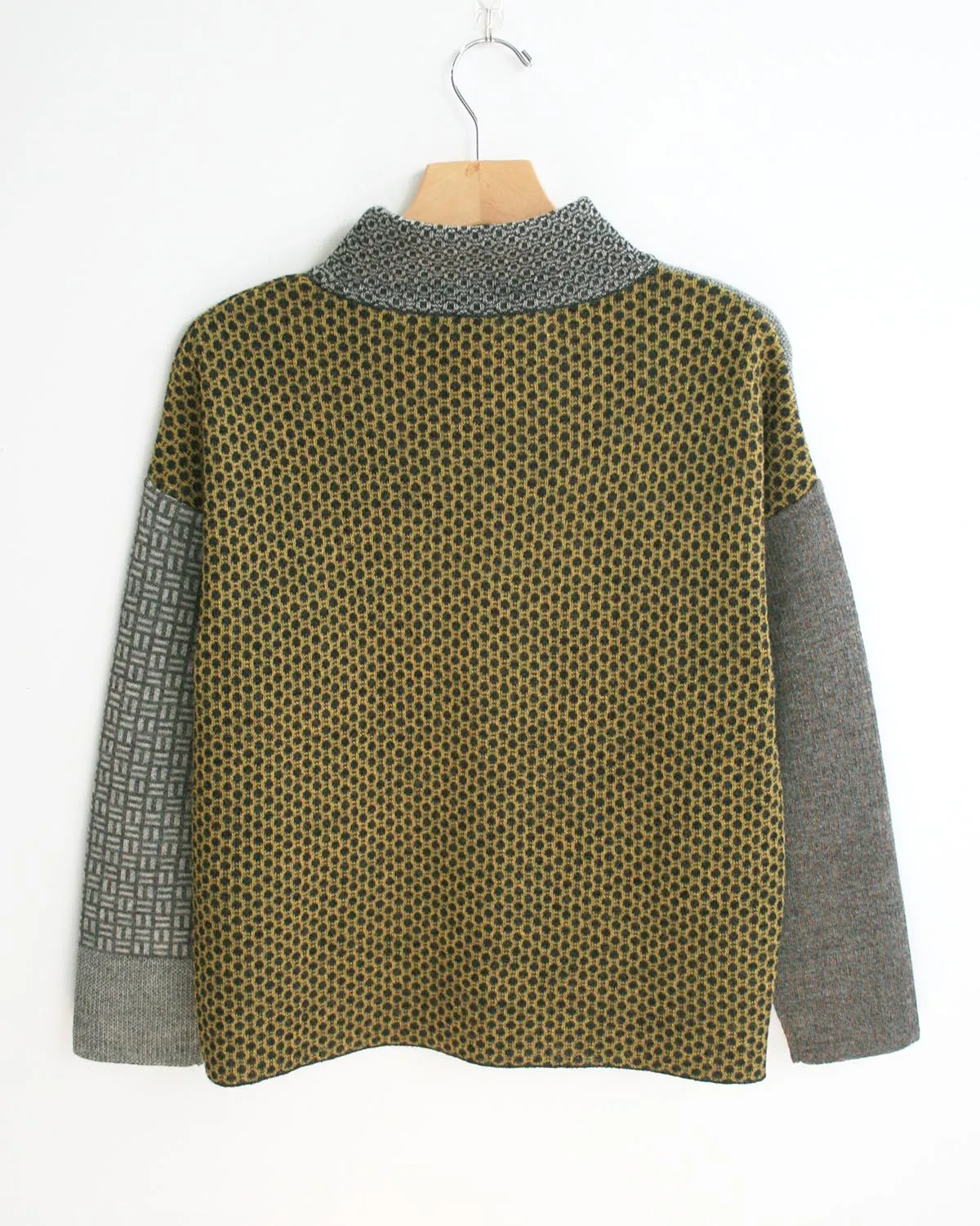 Pique Collage Baby Alpaca Mock Neck Pullover