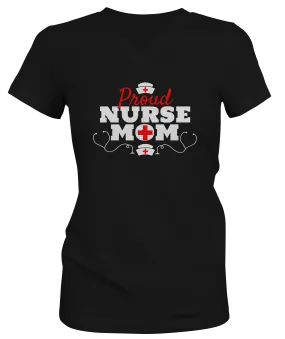 Proud Nurse Mom Ladies V-neck Tee