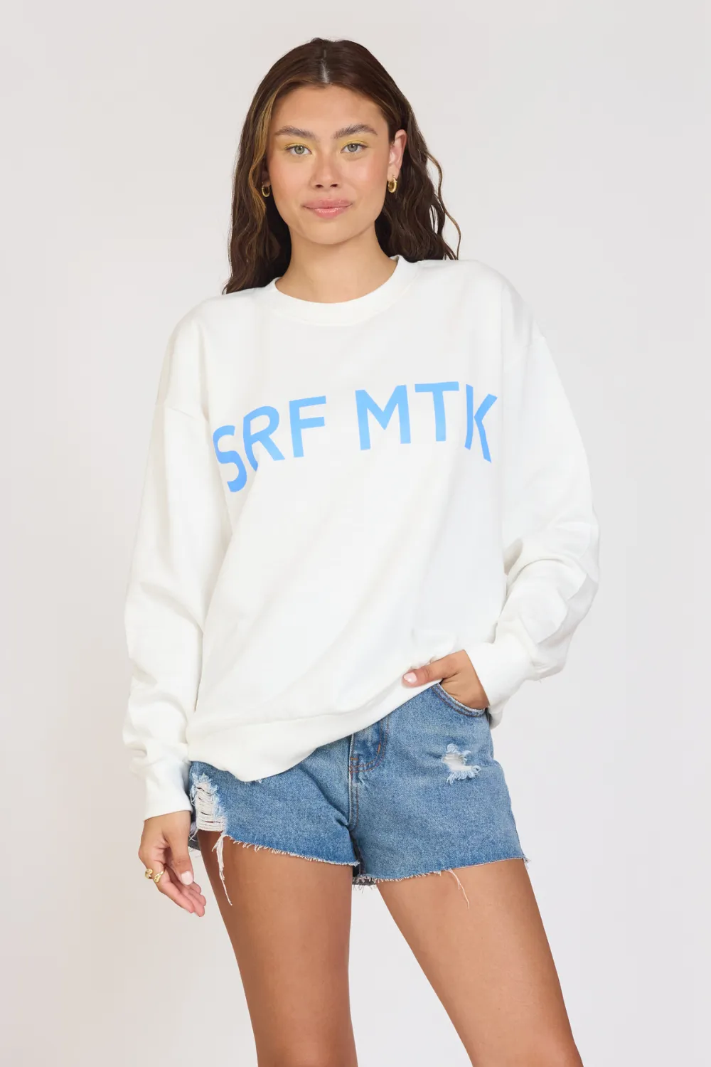 "Surf MTK" White Surf Wash Crewneck