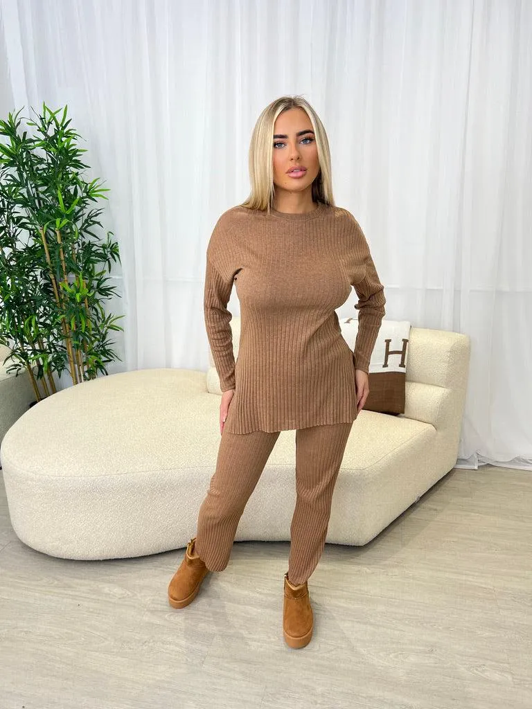 Ribbed Round Neck Lounge Set