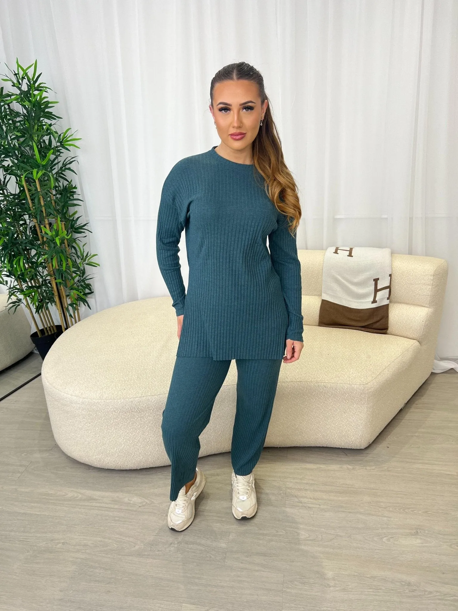 Ribbed Round Neck Lounge Set