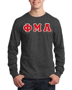 Sewn-On Greek Letter Long Sleeve T-Shirt - Heather Gray