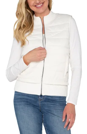 SLEEVELESS QUILTED FULL ZIP SWEATER VEST