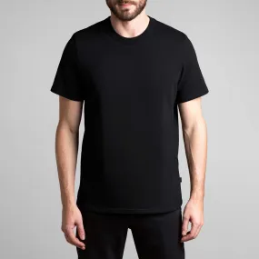 T-shirt Romain col rond noir manches courtes