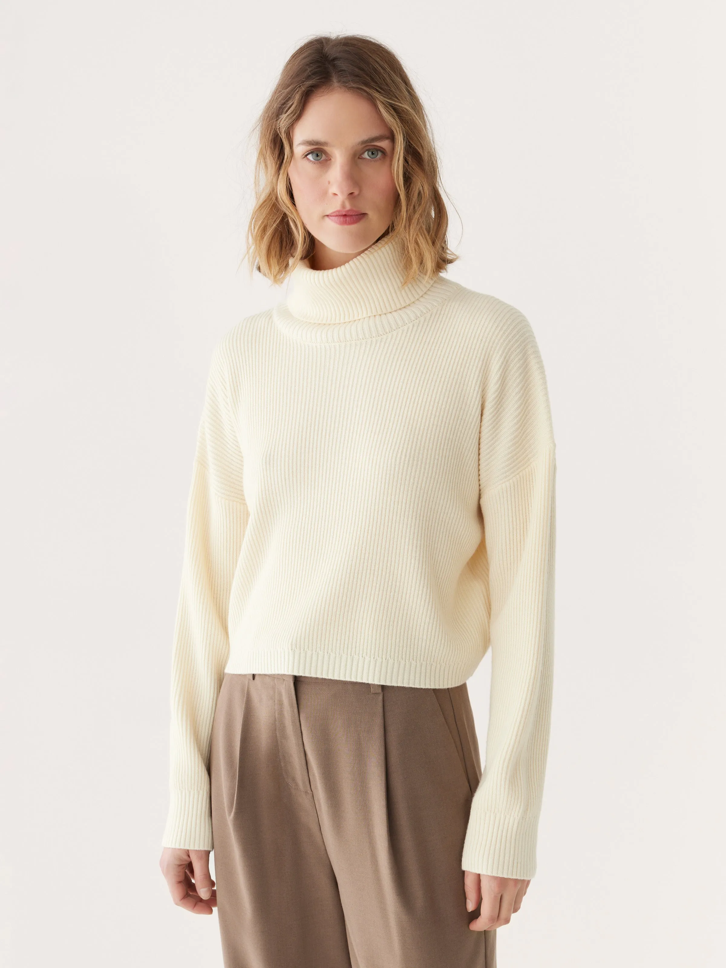 The Merino Turtleneck Sweater in Off White