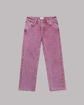 Pink Faded Cropped Straight Jeans