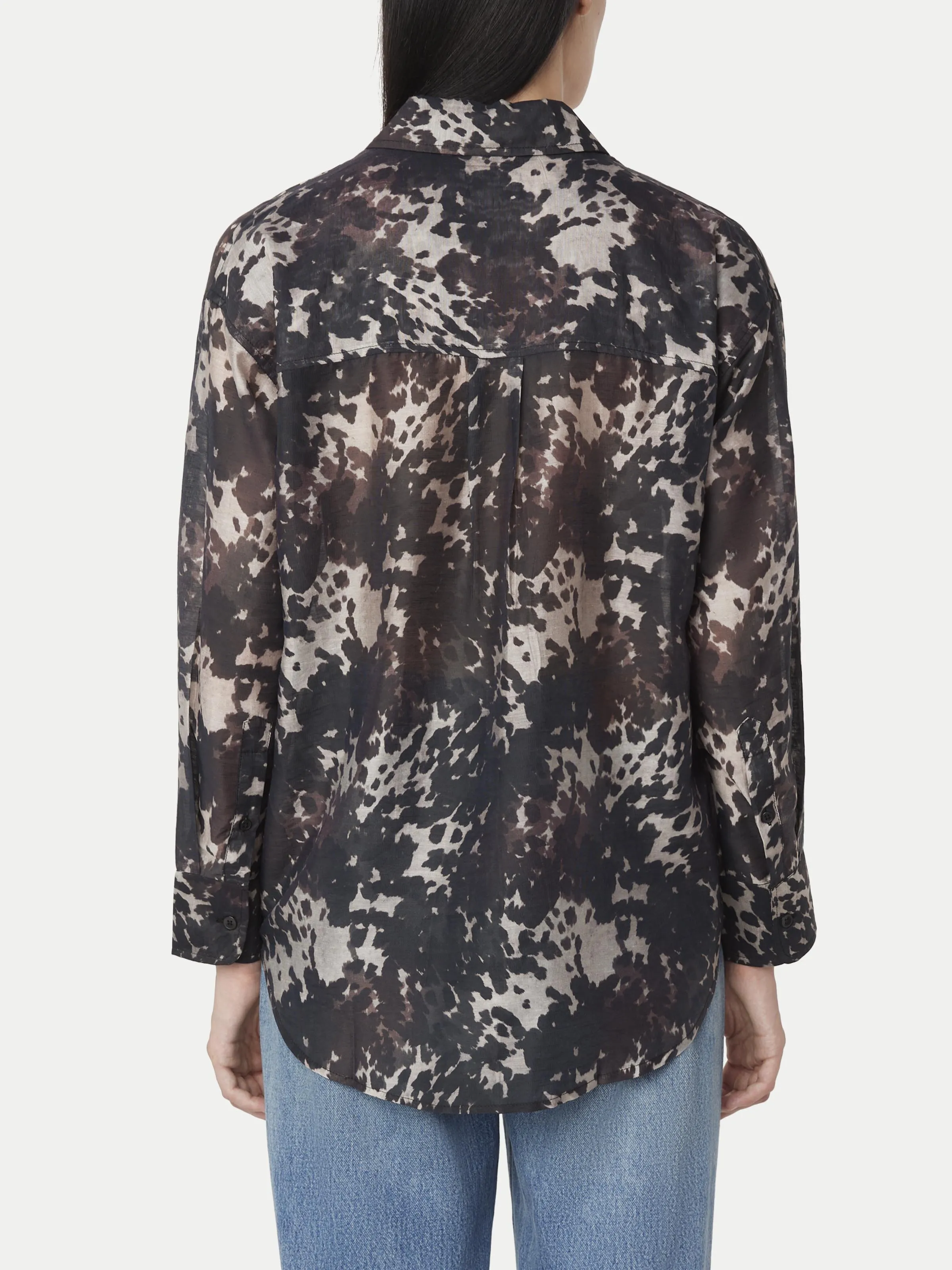 The Printed Sheer Shirt in Black