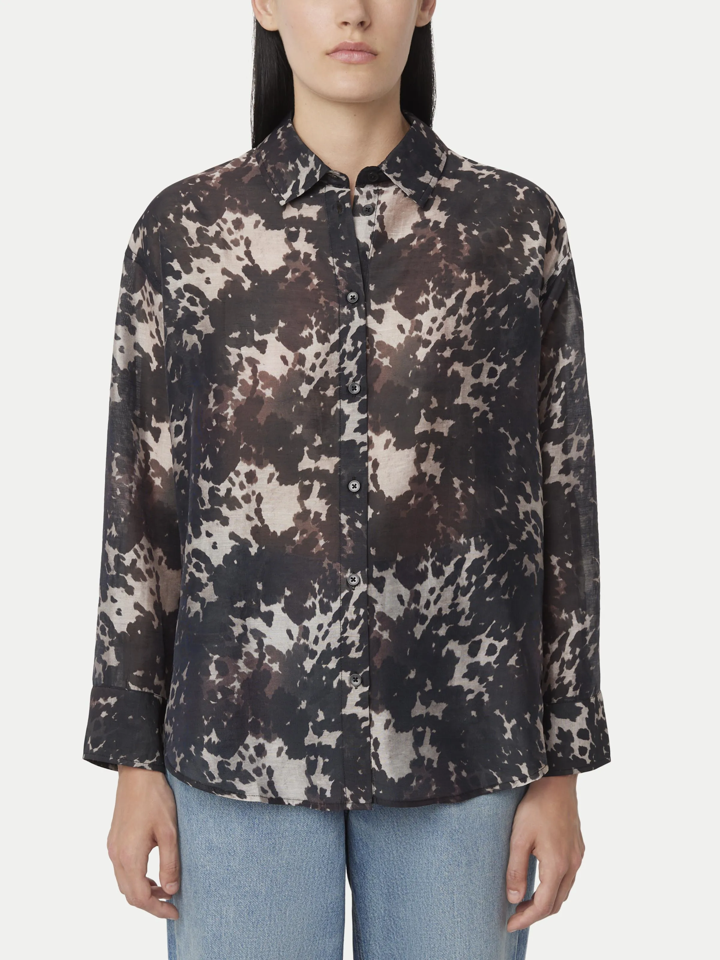 The Printed Sheer Shirt in Black