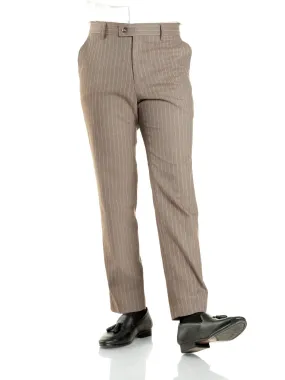 Trousers With Belt Loop -  Brown Pinstripes (Stretchable)