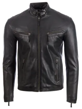 UH2P Men's Biker Jacket - Black