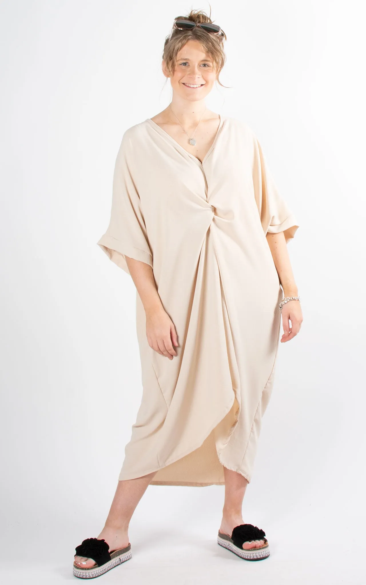 Whoopi V-neck Dress | Stone